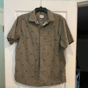 Men’s Large Hurley Tropical Palm Tree Short Sleeve Button Down Shirt